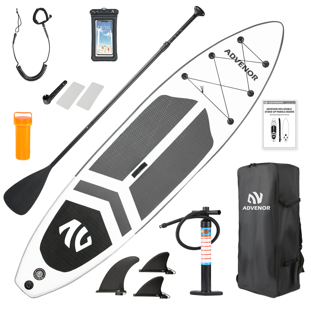 ADVENOR Paddle Board 11'x33 x6 Extra Wide Inflatable Stand Up Paddle Board with SUP Accessories Including Adjustable Paddle,Backpack,Waterproof Bag,Leash,and Hand Pump,Repair Kit Black