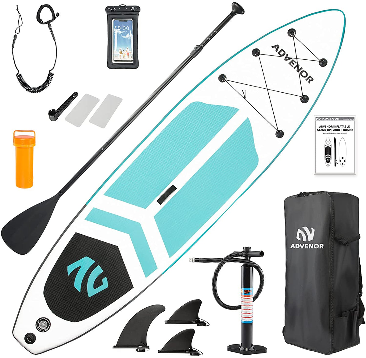ADVENOR Paddle Board 11'x33 x6 Extra Wide Inflatable Stand Up Paddle Board with SUP Accessories Including Adjustable Paddle,Backpack,Waterproof Bag,Leash,and Hand Pump,Repair Kit