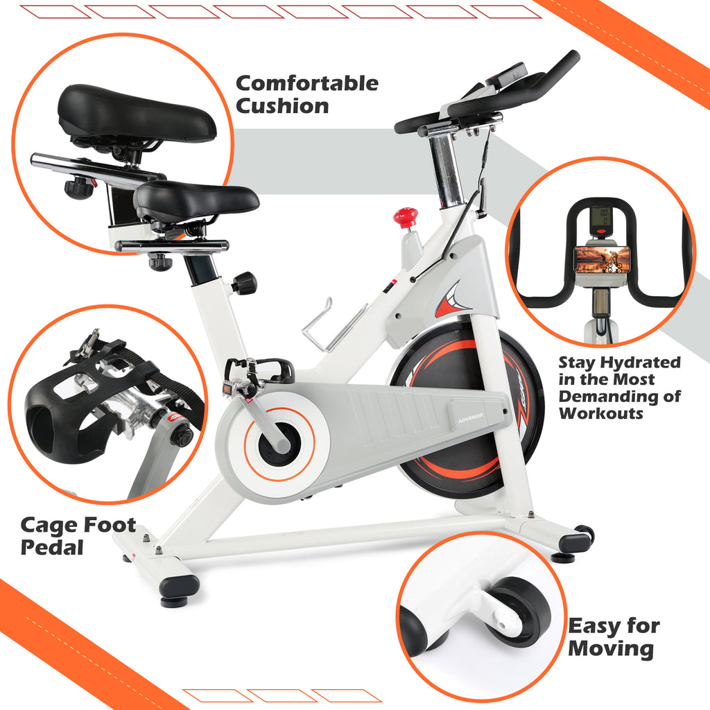 ADVENOR Magnetic Resistance Exercise Bike, Indoor Stationary Bikes for Home Workout, Quiet Belt Drive with LCD Monitor, Support up to 330 lbs, Flywheel 35 lbs