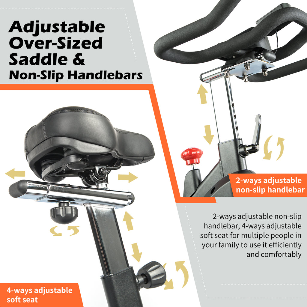 ADVENOR Magnetic Resistance Exercise Bike, Indoor Stationary Bikes for Home Workout, Quiet Belt Drive with LCD Monitor, Support up to 330 lbs, Flywheel 35 lbs